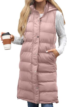Жіноча зимова жилетка Maeau: тепла, тримає тепло, з капюшоном та кишенями, розміри S-3XL, рожевий колір