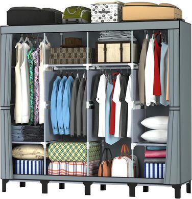 LOEFME Wardrobe 170 * 175 * 45cm, Fabric Wardrobe for Bedroom, Fabric Clothes Closet, Fabric Wardrobe with 2 Hanging Rails