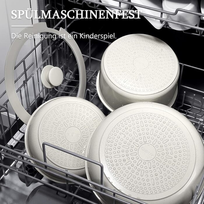 GiPP 5-Piece Ceramic Cookware Set with Removable Handle - Non-Stick, Oven-Safe, Induction Compatible, PTFE/PFOA-Free