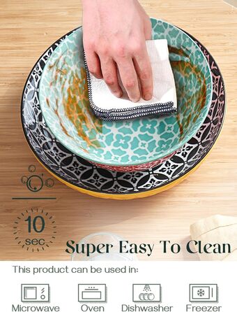 Набір посуду DOWAN: 12-частинний набір керамічного посуду для 4 осіб. Тарілки та супові миски з квітковим візерунком - ідеальний подарунок на новосілля або день народження.