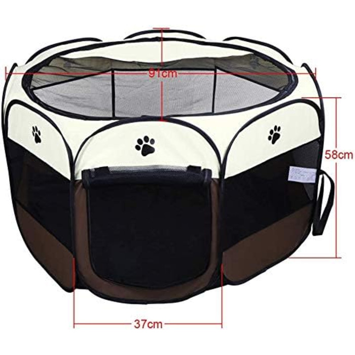 Тент-забіг для тварин Coolty, переносний вольєр для собак, котів та дрібних тварин, 91x91x58 см, коричневий