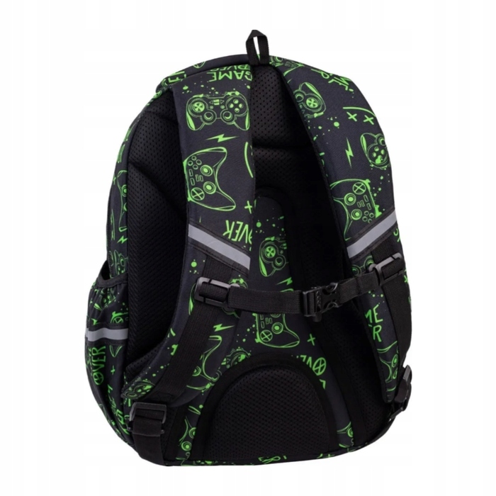 Багатовідсіковий шкільний рюкзак CoolPack, чорний з зеленим, 21 л