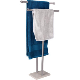 Підставка для рушників стояча, подвійна T-подібна, висока, з основою з мармуровим дизайном для ванної кімнати, 2-ярусна, з нержавіючої сталі (золоте покриття), нікель