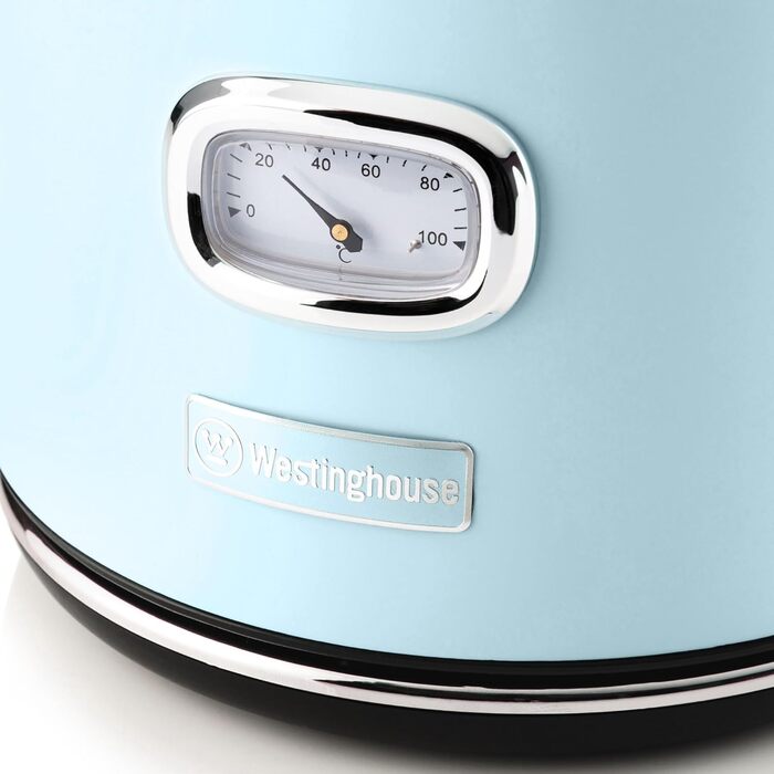 Електричний чайник Westinghouse Retro з регулюванням температури, індикатором рівня води, фільтром від накипу та захистом від перегріву, 1.7 л, блакитний