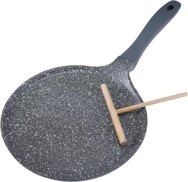 ROSSETTO Crepe Pan Induction 26cm Pancake Pan with PFAS-free Ceramic Coating, Pancake Pan Inner Diameter 24 cm, Die-Cast Aluminum Fry Pan, Suitable for All Cooktops, Sanstone Grey 24cm