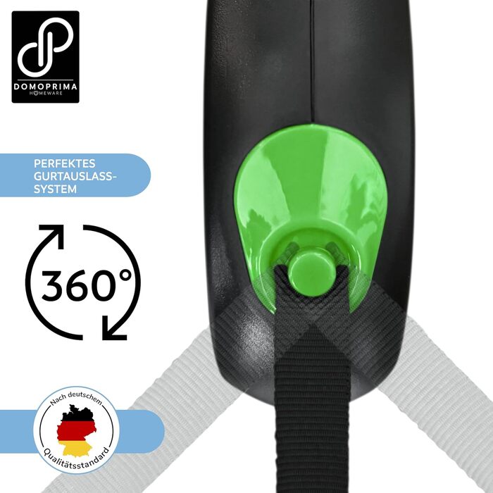 Рулетка для собак DOMOPRIMA, 3 розміри (S, M, L), 4 кольори (сірий, блакитний, зелений, рожевий) з відбиваючим ремінком. Зелена рулетка, розмір L