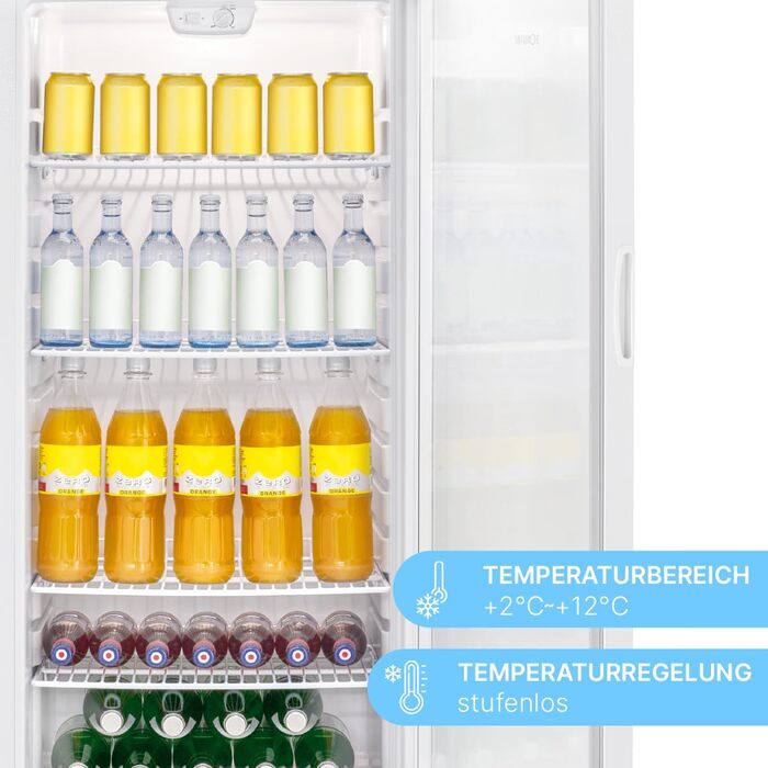 Холодильник для напоїв Bomann® KSG 7289 з скляними дверцятами, 245 л, 5 полиць, автоматична розморожування, регулювання температури, білий (Модель 2024)