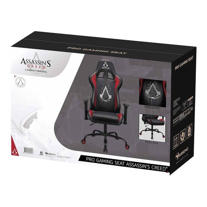 Ігрове крісло Subsonic Assassin's Creed, ергономічне, регульовані спинка та підлокітники, для дорослих, офіційна ліцензія
