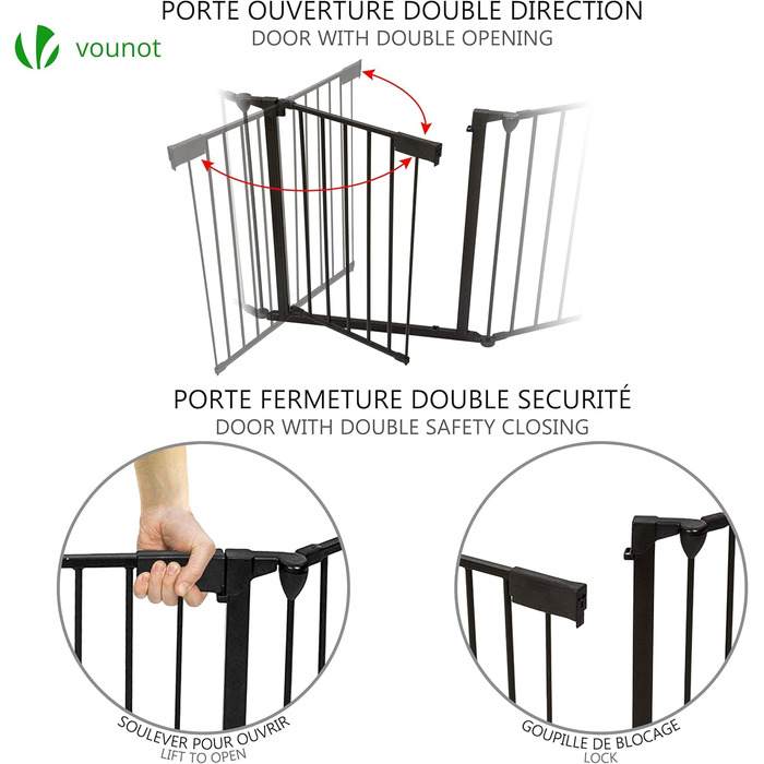 Захисне ґратка для каміну Vounot з дверцятами, 375 см, 6 елементів, металева, для дітей, чорний