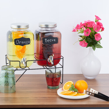 Relaxdays 2-Piece Drink Dispenser, 4L with Stand