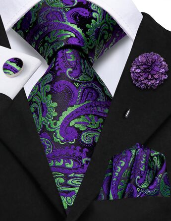 Чоловіча краватка Hi-Tie чорно-рожева з візерунком пає, смужки, крапки, нагрудна хустинка та запонки для весілля, офіційних заходів та бізнесу (чорний, фіолетовий, зелений)