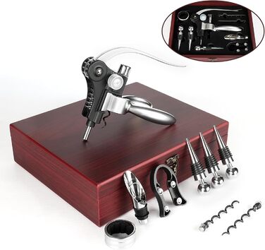 Набір сомельє UCAMP Luxus Wein Öffner з 11 відкривачами для пляшок, аксесуарами для вина (дерев'яна коробка)