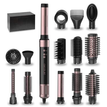 Фен-щітка Cecotec AirGlam Blue 12in1: 12 насадок, Coanda CeramicCare, 1400W, зменшує пухнастість