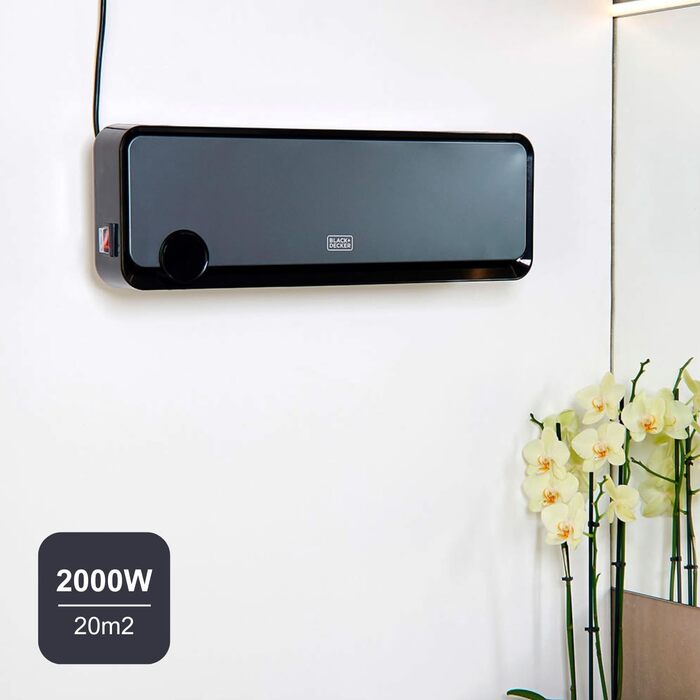 Керамічний нагрівач для ванної кімнати Black+Decker BXWSH2000E з цифровим термостатом, програмуванням, пультом ДУ та LED-дисплеєм (2000W)