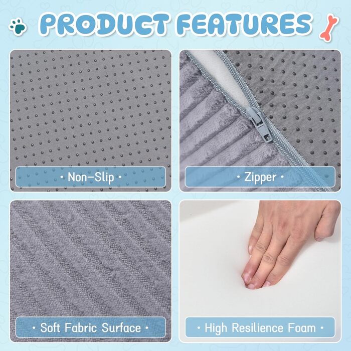 Сходинки для собак та котів на ліжко - 4 сходинки, неслизькі, знімні, миючі, для дому та авто (H: 50,8 см, сірий)