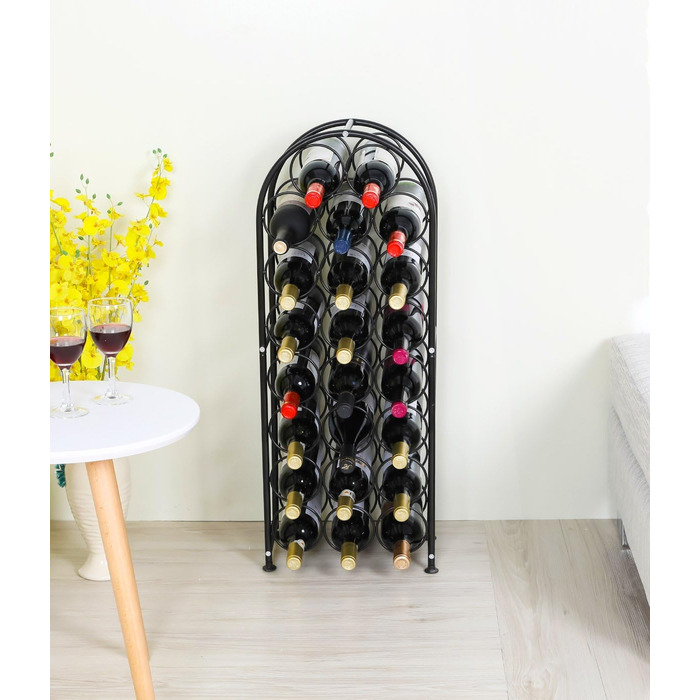PAG Wine Rack Metal Freestanding Floor Bottle Rack, Decorative Bottle Holder Stand for Kitchen/Floor/Bar, (Black, 23 Bottle)