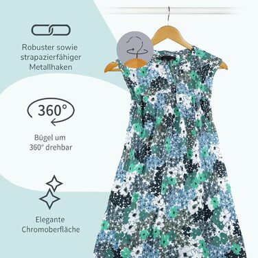 Набір дерев'яних вішалок ACTIVE SOUL (20 шт.) з вирізами для одягу та перемичкою для штанів, 360° обертання, для костюмів, сорочок, блузок та штанів