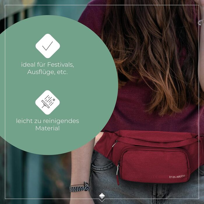 Поясна сумка Travelite Kick Off: 30 см, 5 л, червона - для подорожей та спорту