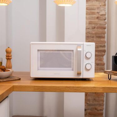 Мікрохвильова піч Cecotec Pro Clean 3120 з кварцовим грилем 800 Вт, антибактеріальним покриттям Ready 2 Clean, технологією 3D Wave, 20 л, 6 режимів, біла дверцята