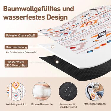 Водонепроникний плед для пікніка Boho 200x200 см, XXL великий плед для пляжу, кемпінгу, подорожей. Плед з бавовни, пісконепроникний, легко миється, складається. Ідеально для пікніка, пляжу, відпочинку на природі.