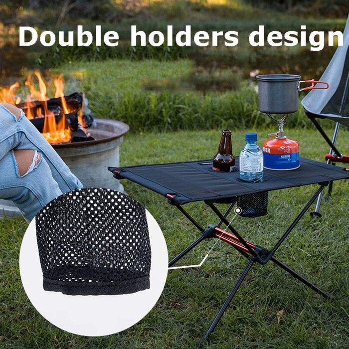 Складний кемпінговий стіл Tentock Ultraleicht з алюмінію - для пікніка, походів, подорожей та дому (чорний)