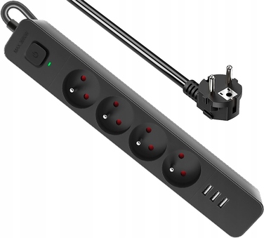 Мережевий фільтр Defender SFS 135, 5 м, 4 розетки, 3x USB