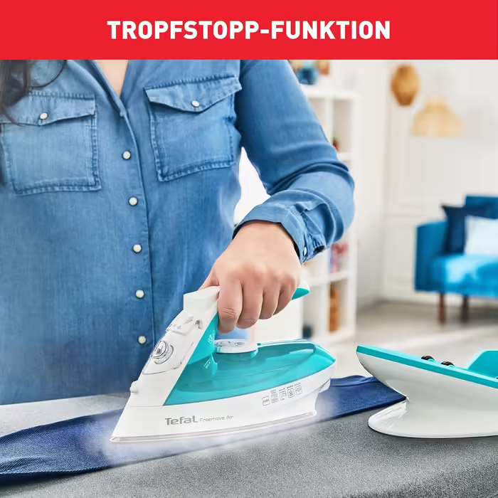 Tefal FV6520 Freemove Air Cordless Steam Iron | 2400 W | 25g/Min Continuous Steam | 115g/Min Steam Burst | Cordless Technology | Automatic Shut-Off | Turquoise/White
