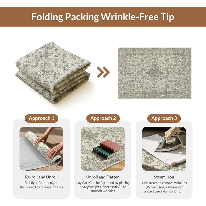 Килим GENIMO Boho Vintage, 160x230 см, короткий ворс, антиковзаюча поверхня, для вітальні, спальні, їдальні, офісу, колір: ніжно-сірий