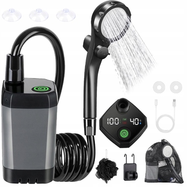 Портативний кемпінговий душ на 20 л з LED-дисплеєм та помпою IPX7