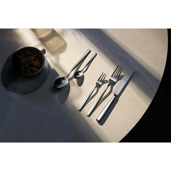 WMF Palma Cutlery Set, 12 Place Settings, 60-Piece Dinner Set, Monobloc Knives, Polished Cromargan Stainless Steel, Shiny, Dishwasher-Safe, 60-Piece Single