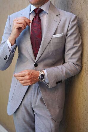 HISDERN Комплект краватки та нагрудного хустинки з квітковим візерунком Пайслі, зелений (бордовий)