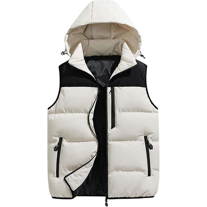 Чоловіча пухова жилетка з капюшоном, тепла безрукавна куртка для зими та активного відпочинку (4XL, хакі)