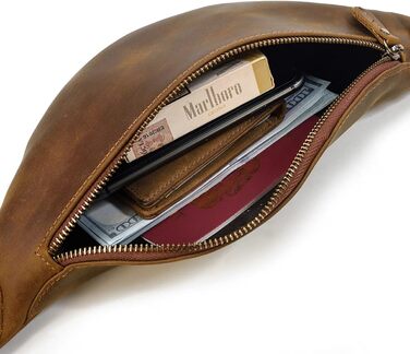 Чоловіча/жіноча поясна сумка з натуральної шкіри Vintage, чорна/світло-коричнева (1033)