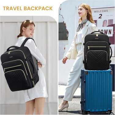 LOVEVOOK Рюкзак для ручної поклажі, 40L, водонепроникний, для ноутбука 17 дюймів, Easyjet, для подорожей, роботи, трекінгу, оливково-бежевий (18 дюймів, A-чорний)