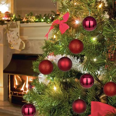 40 шт. прикрас для ялинки: новорічні кулі, 4 см та 10 см (винний колір)