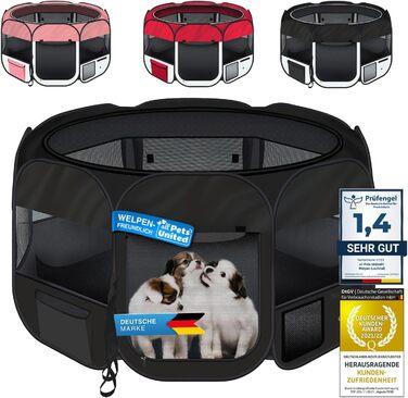 All Pets United Playpen - Large Pet Enclosure for Dogs, Cats, Rabbits & Small Animals - Indoor/Outdoor Use (Black)