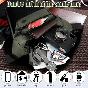 Чоловіча та жіноча бананка, водонепроникна, поясна сумка, стильна бананка з 4 відділеннями на блискавці, для подорожей, піших прогулянок, активного відпочинку (хакі)