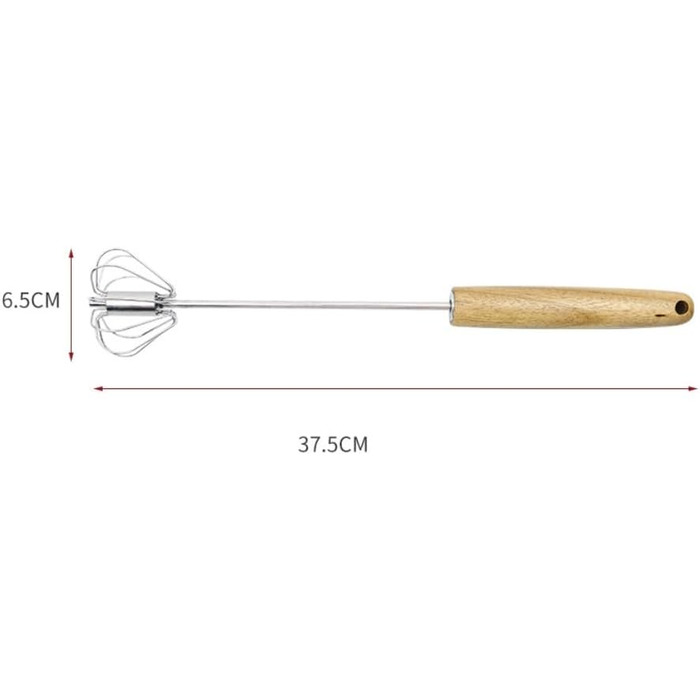 Snow Whisk Mixing Whisk Small Semi-Automatic Manual Snow Whisk for Baking at Home, Hand Mixer with Wooden Handle Beater Kitchen Whisk (6.5x37.5cm)