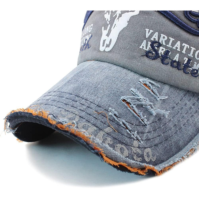 Кепка бейсболка Vintage з бавовни, випрасувана джинсова, ретро, з витертими краями, чоловіча/жіноча, з вишивкою, регульованого розміру, A-Marine