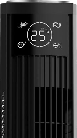 Вентилятор Be Cool з турбонаддувом 121 см – 3 швидкості, осциляція, LED-дисплей, таймер до 12 годин, іонізатор для чистого повітря, тихий підлоговий вентилятор з пультом дистанційного керування, білий (45W)