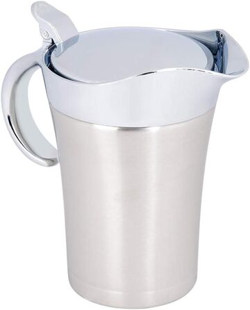 Thermo Sauce Pot made of 304 Stainless Steel, Double-Walled, Insulated Sauce Pot with Lid, Serving Jug, Bucket with Drip-Free Spout for Juice, Tomato Sauce, Kitchen Accessories (Large 750ml)