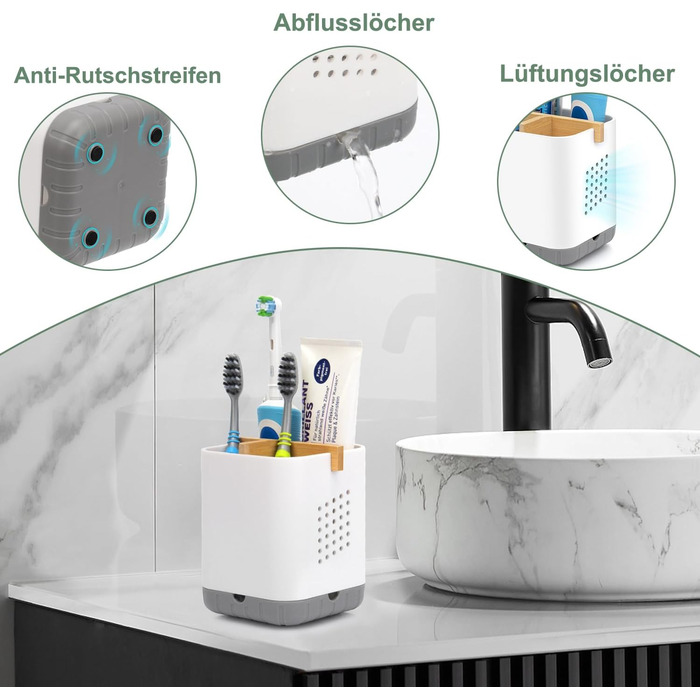 Тримач для електричної зубної щітки з підставкою для насадок та зливом - органайзер для ванної кімнати