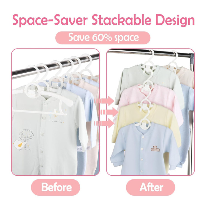 Місця для дитячого одягу: 20 шт. Місця для одягу, що ростуть, для дітей, що економлять простір, з ручками у вигляді ведмедиків, неслизькі вішалки для немовлят та малюків, білі