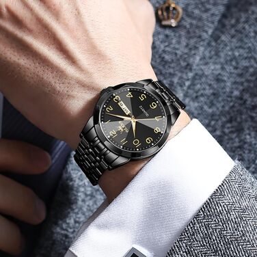 Годинник чоловічий OLEVS Automatik Skeleton Mechanical з автопідзаводом, люкс, з діамантами, сапфіровим склом, вологостійкий, браслет з вольфрамової сталі, 9970g, чорний колір