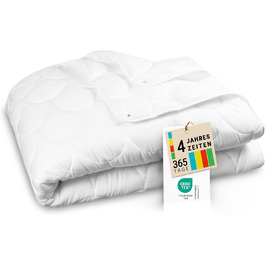 ZOLLNER 4-Season Duvet 240x220 cm - for Summer and Winter - made of 2 buttoned-together duvets - washable up to 60 °C - Hotel Quality - Oeko Tex Certified 240 x 220 cm White