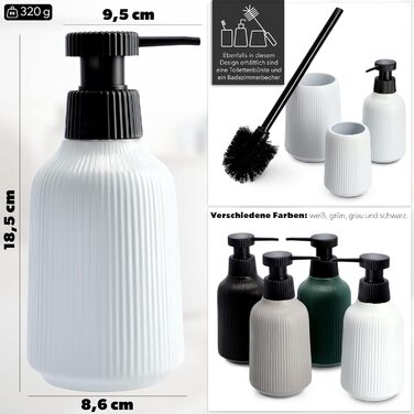 KADAX Bathroom Accessories Set, Modern Bathroom Accessories, Ceramic Bathroom Accessories, Bathroom Accessories (White: Toothbrush Holder, Soap Dispenser, Toilet Brush)