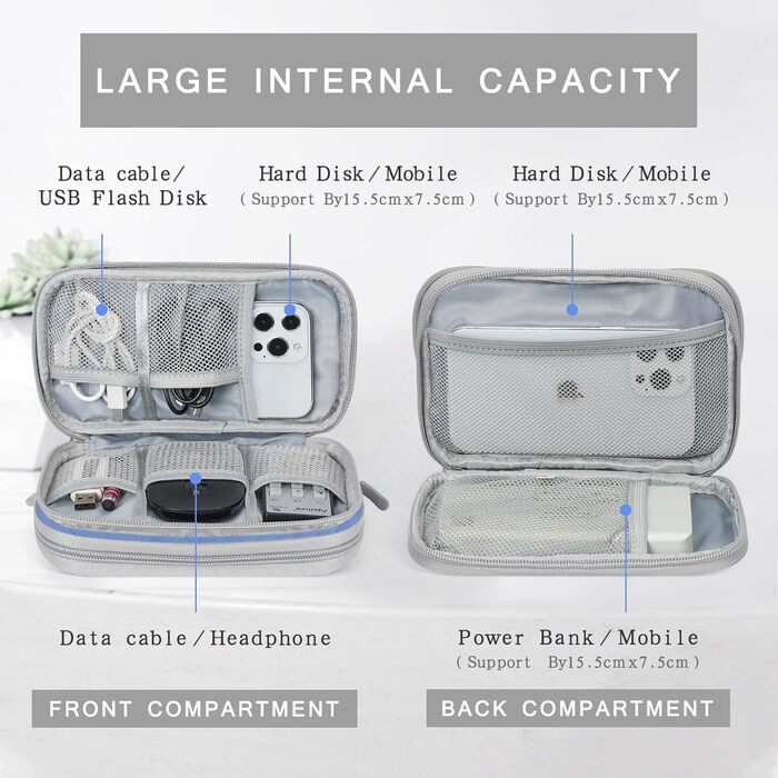 Органайзер для кабелів Skycase: компактна сумка для аксесуарів, USB, Power Bank, 19 x 11 x 5.5 см (фіолетовий)