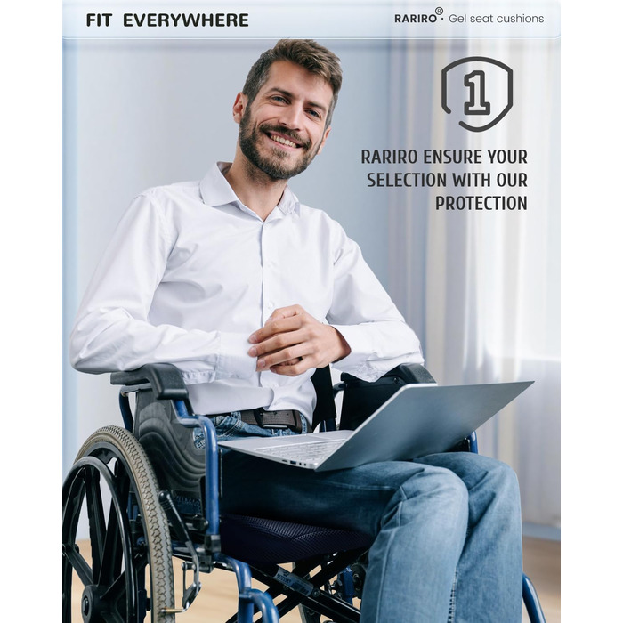 Гелеве сидіння для офісного крісла: ергономічна подушка з подвійною структурою та стільниковою поверхнею для тривалого сидіння, підтримки попереку та полегшення болю при ішіасі. Підходить для авто, каяку, інвалідного візка. Чорний колір.