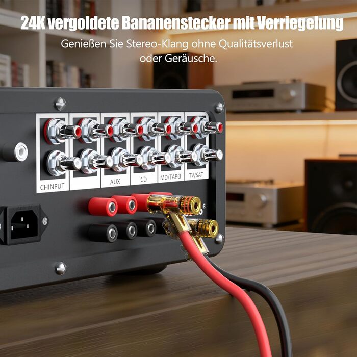 Комплект позолочених бананових роз'ємів Monosaudio (8 шт.) для акустичних кабелів, домашнього кінотеатру та AV-ресиверів, BA1403
