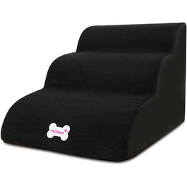 Сходинки для домашніх тварин Galatée знімні, чорного кольору, 3 ступені, знімний чохол на блискавці, губка високої щільності